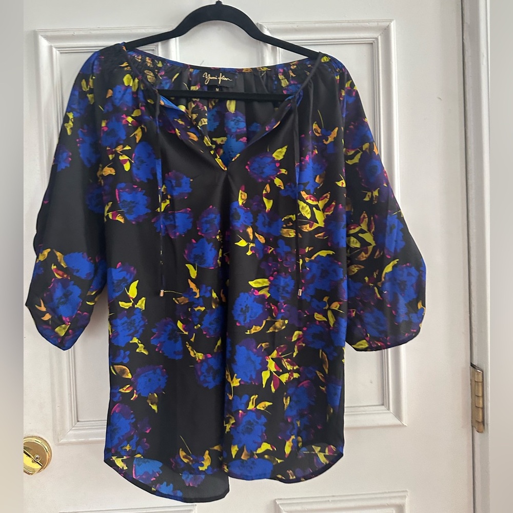 Yumi Kim 3/4 Sleeve Blouse Black Floral